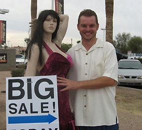 sexy mannequins used by AutoMart used car dealership that Chandler messy yard cops want removed