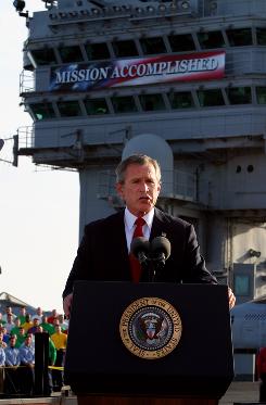 George W. Bush - Mission Accomplished banner on the USS Lincoln